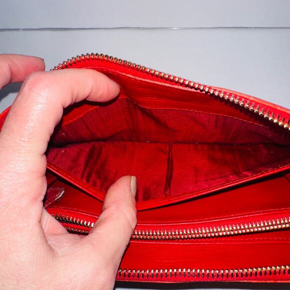 Authentic Miu Miu Red Crocodile croc Embossed Leather Zip Around Wallet - Picture 12 of 13